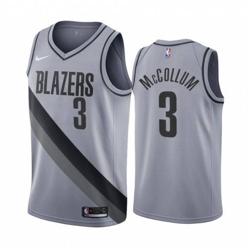 Portland Trail Portland Trail Blazers #3 C.J. McCollum Gray NBA Swingman 2020-21 Earned Edition Jersey Mens