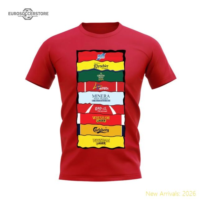 Wrexham Shirt Sponsor History T-shirt (red) - Match Day Jersey