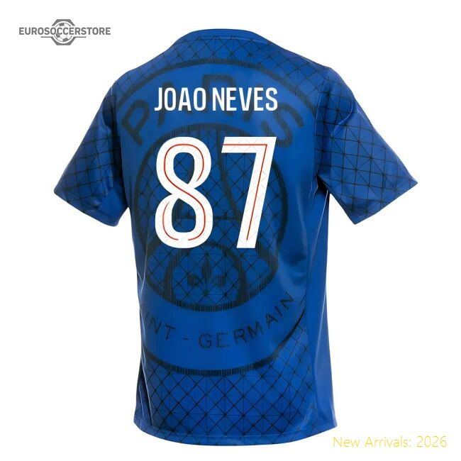 Best-Selling 2025-2026 Psg Academy Pro Home Pre Match Shirt (Royal) (Joao Neves