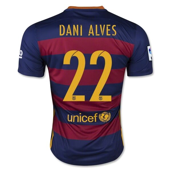 Barcelona 201516 Home DANI ALVES 22 Soccer Jersey - Official Replica