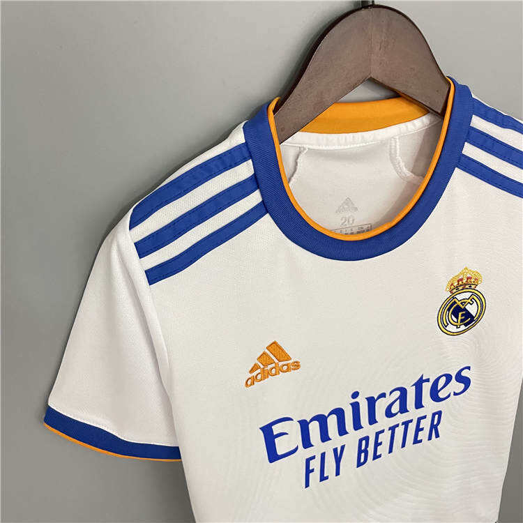KidsYouth Real Madrid 21-22 Home White Soccer Football KitShirtShort