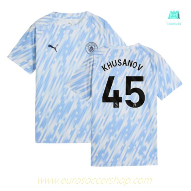 2025-2026 Man City Warm Up Jersey (Silver Sky) - Kids (Khusanov 45)