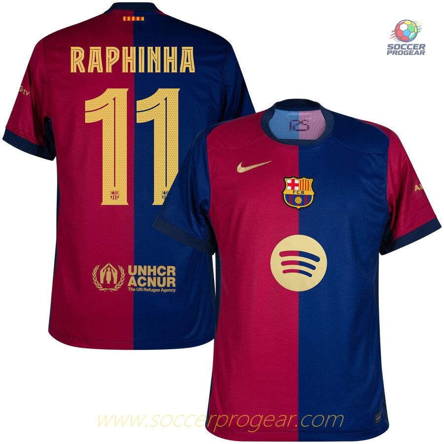 Barca Home Football Soccer Jersey 2024-25 Edition Raphinha New Sponsor