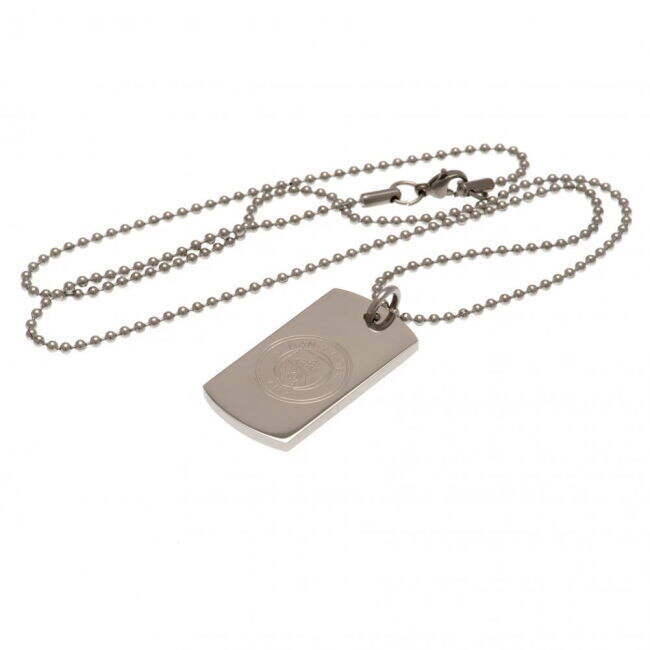 Men's Manchester City FC Engraved Dog Tag & Chain