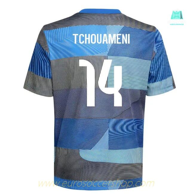2025-2026 Real Madrid Pre-Match Shirt (Blue) - Kids (Tchouameni 14)