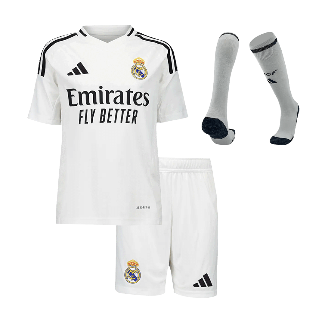 Kid's Real Madrid Home Soccer Jersey Kit(Jersey+Shorts+Socks) 2024/25A
