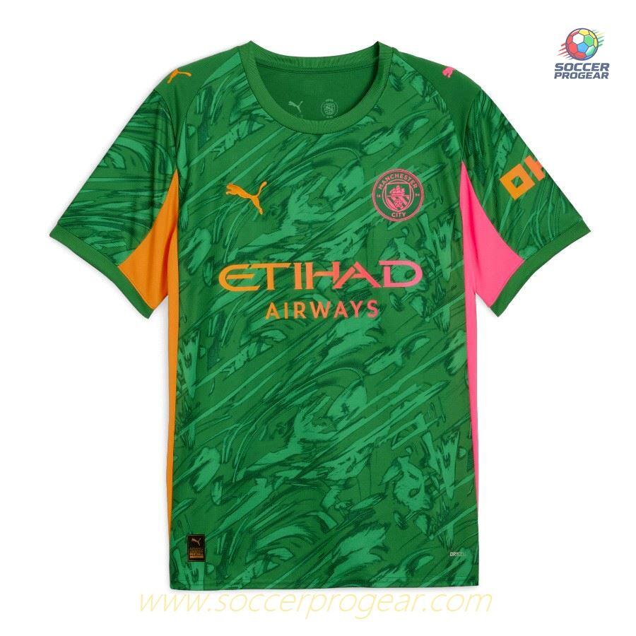 Manchester City Home Children Kit Team Jersey 2025-26 Edition Green Goalkeeper
