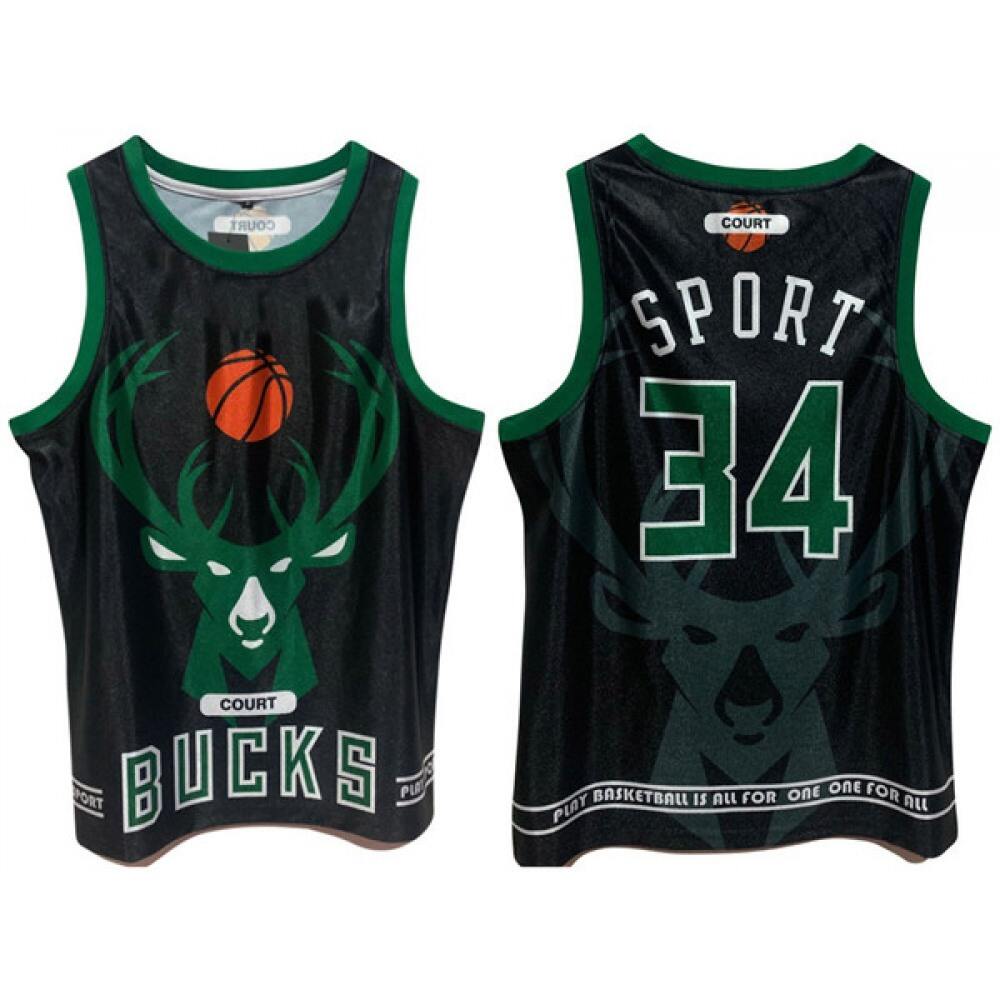 Top-Grade Men's Milwaukee Bucks #34 Giannis Black Basketball Jersey