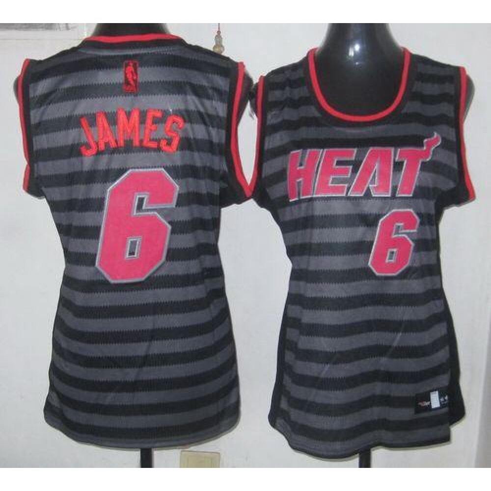 Heat #6 LeBron James Black/Grey Women's Groove Stitched NBA Jersey