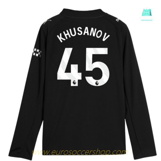 2025-2026 Man City Long Sleeve Away Shirt (Kids) (Khusanov 45)