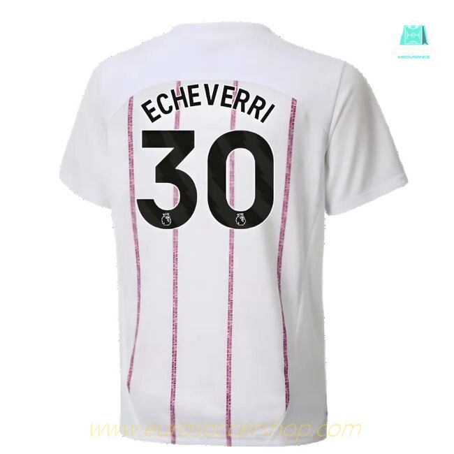 2024-2025 Man City Prematch SS Jersey (White) - Kids (Echeverri 30)
