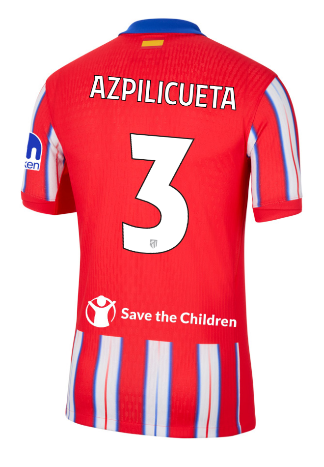 Atletico Madrid's 24-25 Champions League Home Jersey, featuring AZPILICUETA with the number 3.