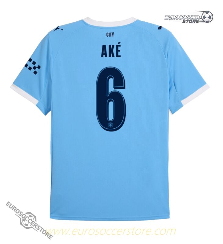 Manchester City Home Aké 6 UCL Jersey for the 25-26 Season