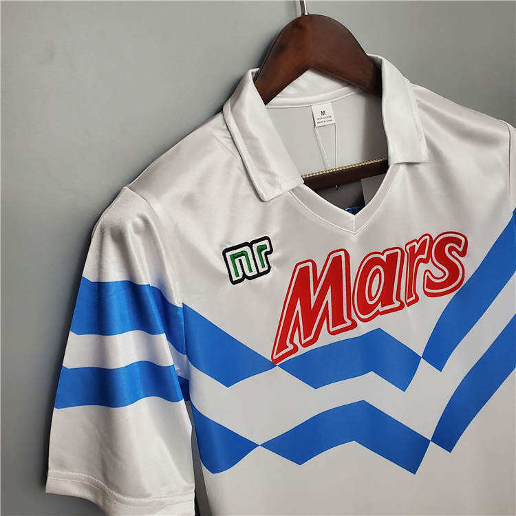 8889 Napoli Retro Football Shirt Away White Soccer Shirt - Official