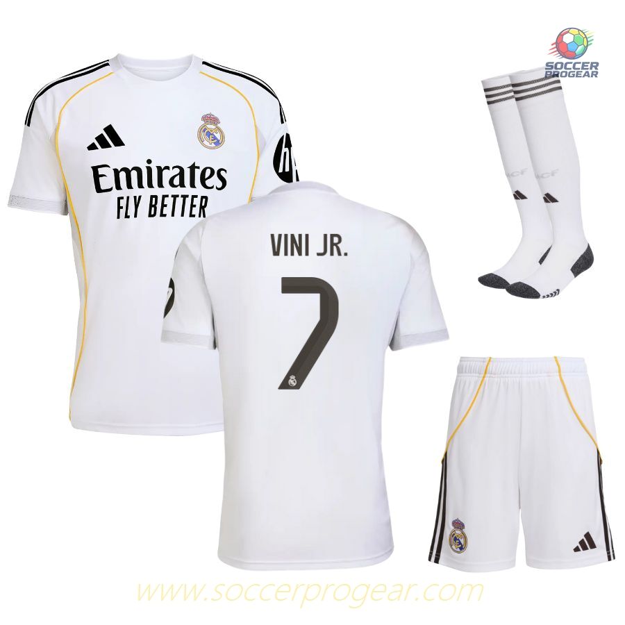 Real Madrid Childrenren's Home Football Team Shirt Soccer Team Shirt 2025-26 Edition Vini Jr.