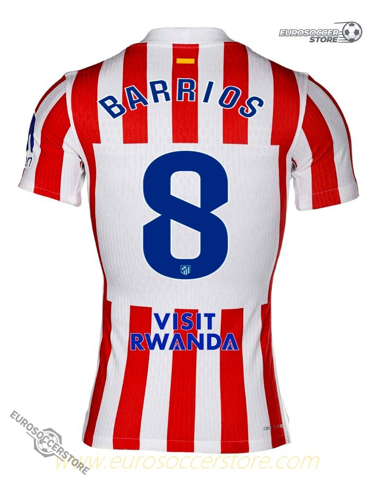 Atletico Madrid's 25-26 Season Home Jersey Featuring BARRIOS with Number 8
