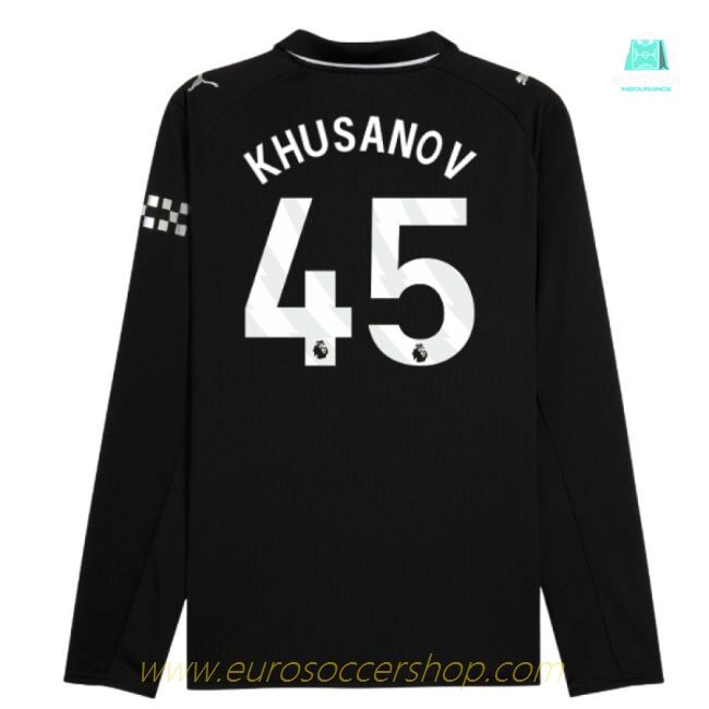 2025-2026 Man City Long Sleeve Away Shirt (Khusanov 45)