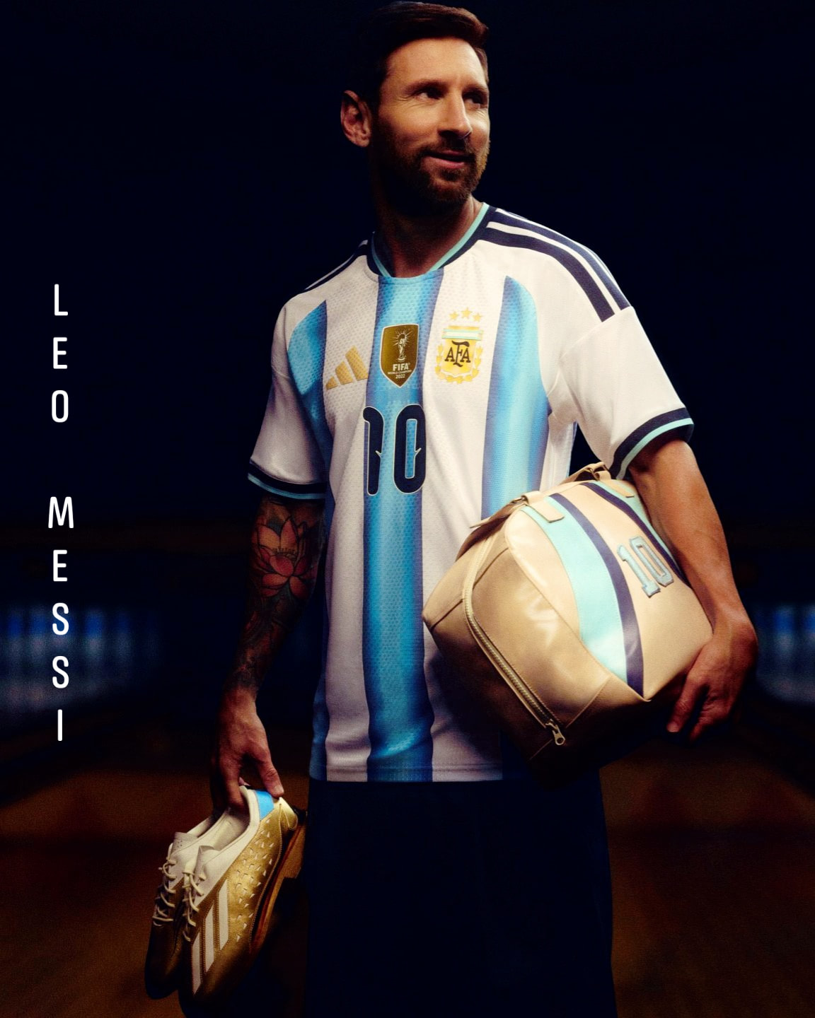 Lionel Messi wearing the new Argentina 2026 jersey