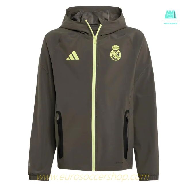 2025-2026 Real Madrid Vis Tech Travel Jacket (Almost Grey) - Kids
