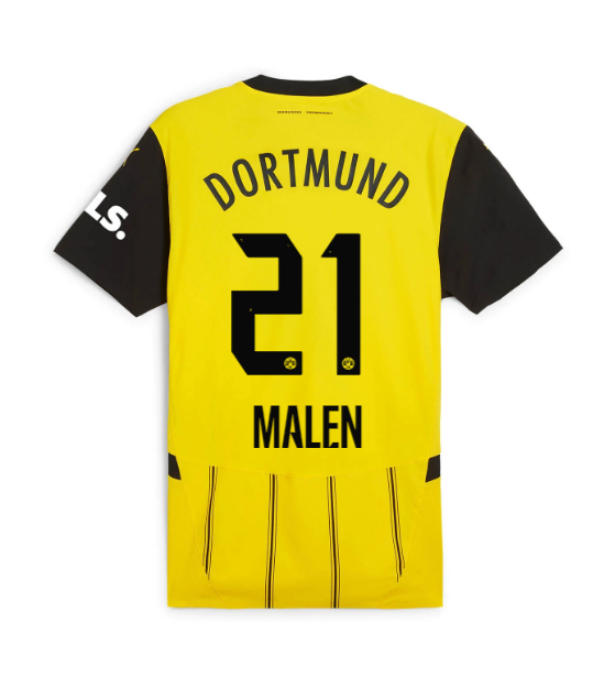 Borussia Dortmund 24-25 Season Home Jersey Featuring Malen 21