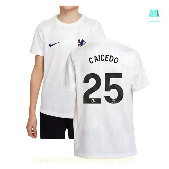 2025-2026 Chelsea Pre-Match Shirt (White) - Kids (Caicedo 25)