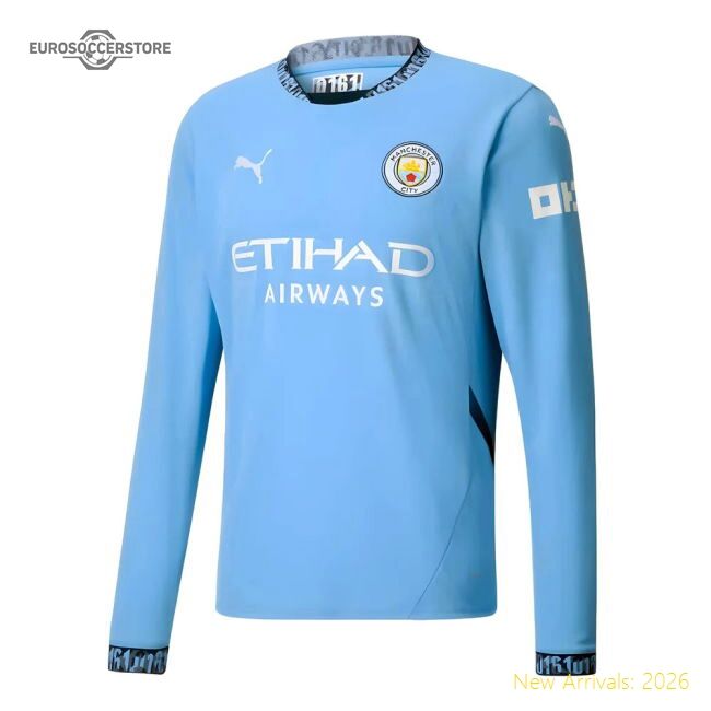 Premium 2024-2025 Man City Home Long Sleeve Shirt - Premium Quality