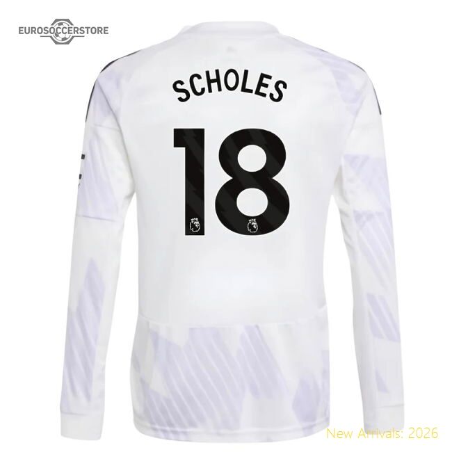 Official 2025-2026 Man Utd Long Sleeve Away Shirt (kids) (scholes 18