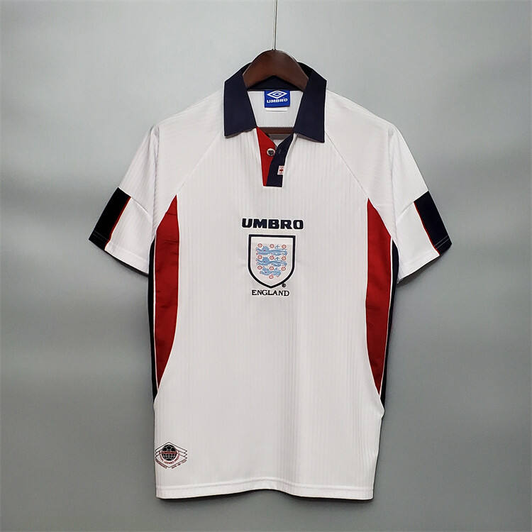 1998 England Home White Retro Soccer Jersey Football Shirt - Official