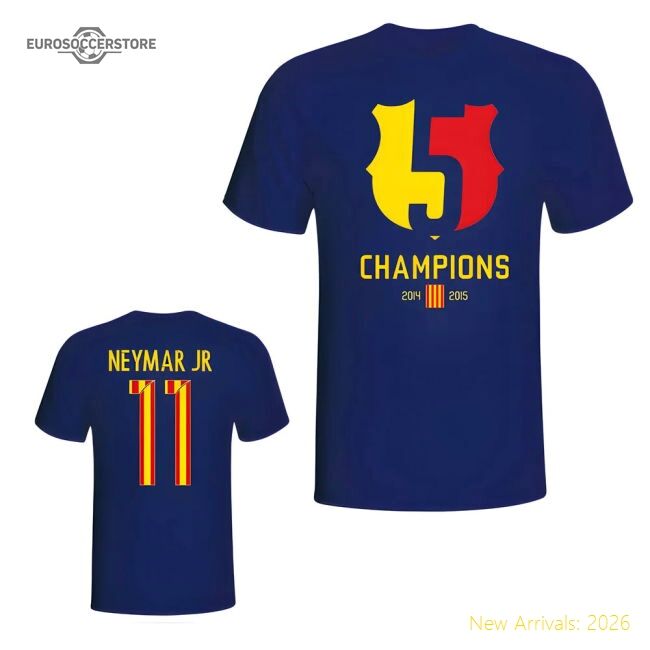 High-Quality Barcelona 2015 Neymar Champions Tee (Navy)