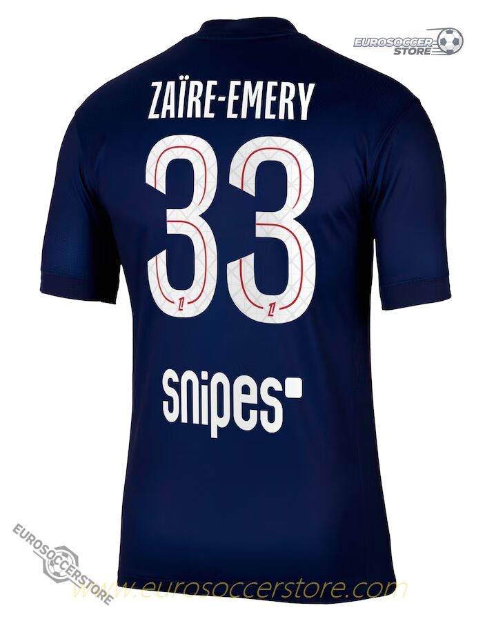PSG 25-26 Season Home Jersey, Featuring Zaïre-Emery with Number 33