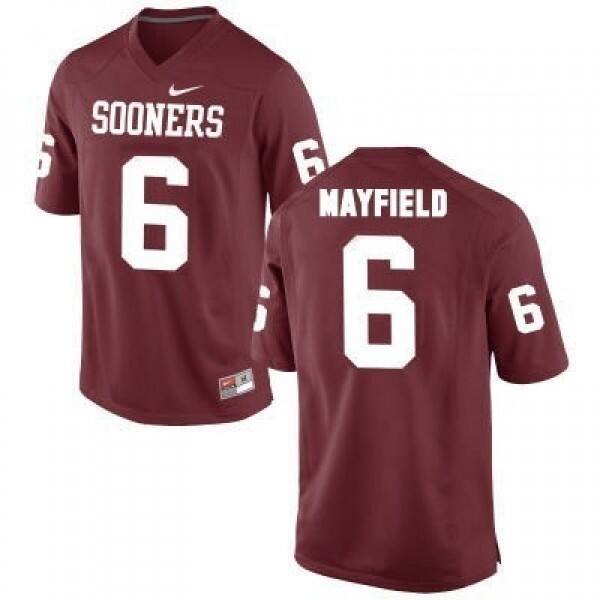 Men Oklahoma Sooners Baker Mayfield #6 Nike Red Performance Football