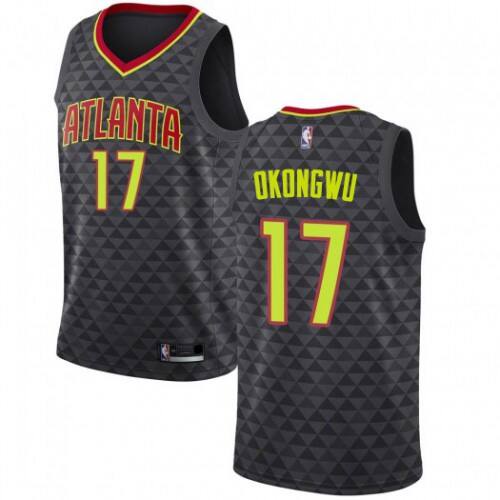ATL #17 Onyeka Okongwu Elite 2024 Icon NBA Jersey - Black Swingman