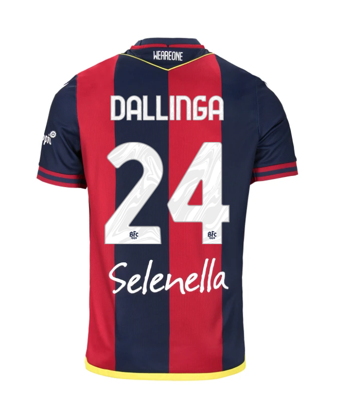 Bologna's Home Jersey for the 24-25 season with DALLINGA 24 on it.