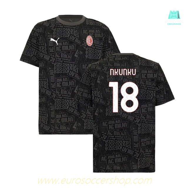 2025-2026 AC Milan ftblCulture Tee AOP (Black) (Nkunku 18)