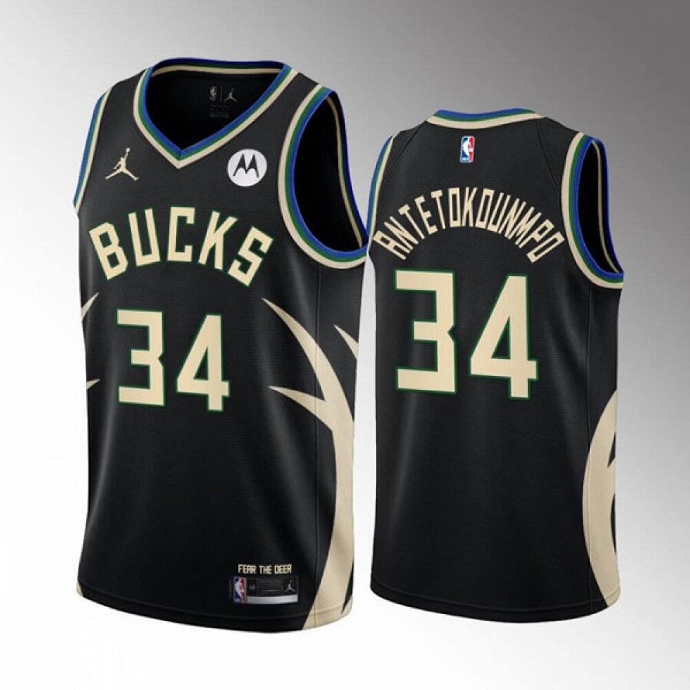 Professional Grade Men's Bucks #34 Giannis Black Basketball Jersey