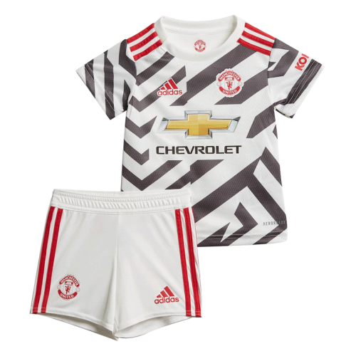 Kids Manchester United 20-21 Third WhiteBlack Jersey Kit ShirtShort -