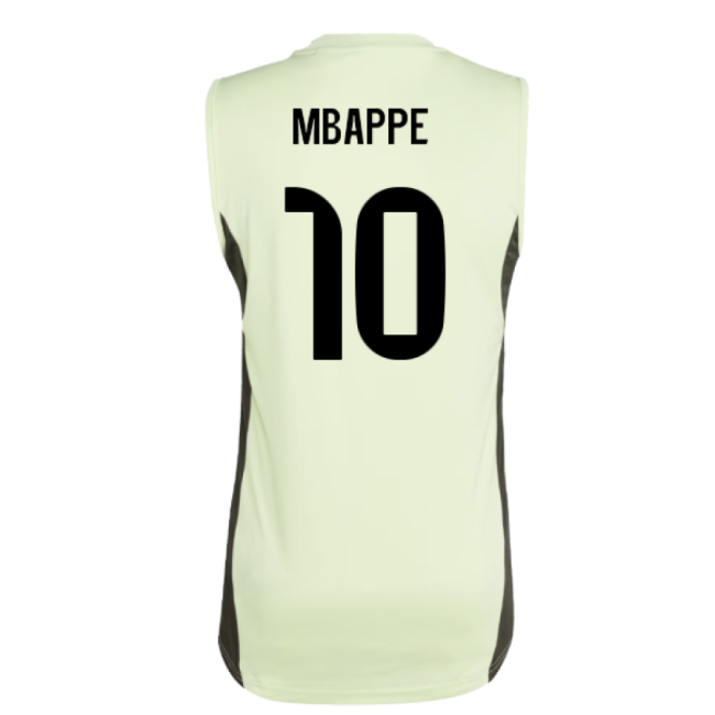 2025-2026 Real Madrid Sleeveless Training Jersey (Almost Lime) (Mbappe 10)