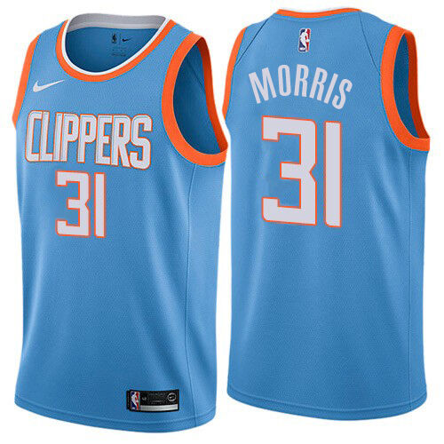 Nike Los Angeles Clippers #31 Marcus Morris Blue NBA Swingman City Edition Jersey Mens