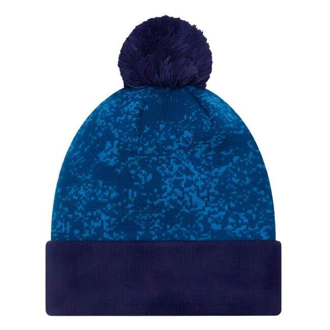 Chelsea Retro Lion All Over Print Blue Bobble Knit Beanie Hat