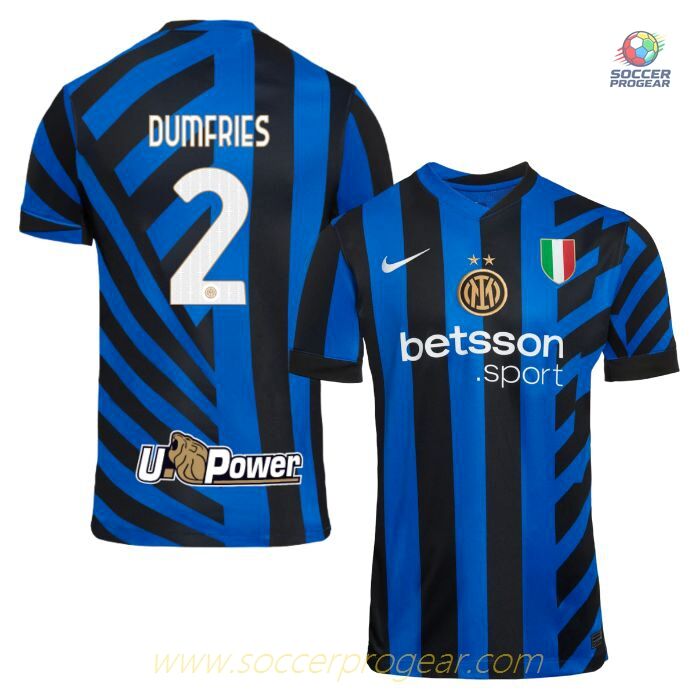 Inter Milan Home Team Football Jersey 2024-25 Edition Dumfries