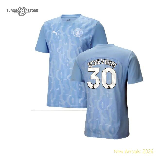 Premium 2024-2025 Man City Prematch Ss Shirt (light Blue) (echeverri