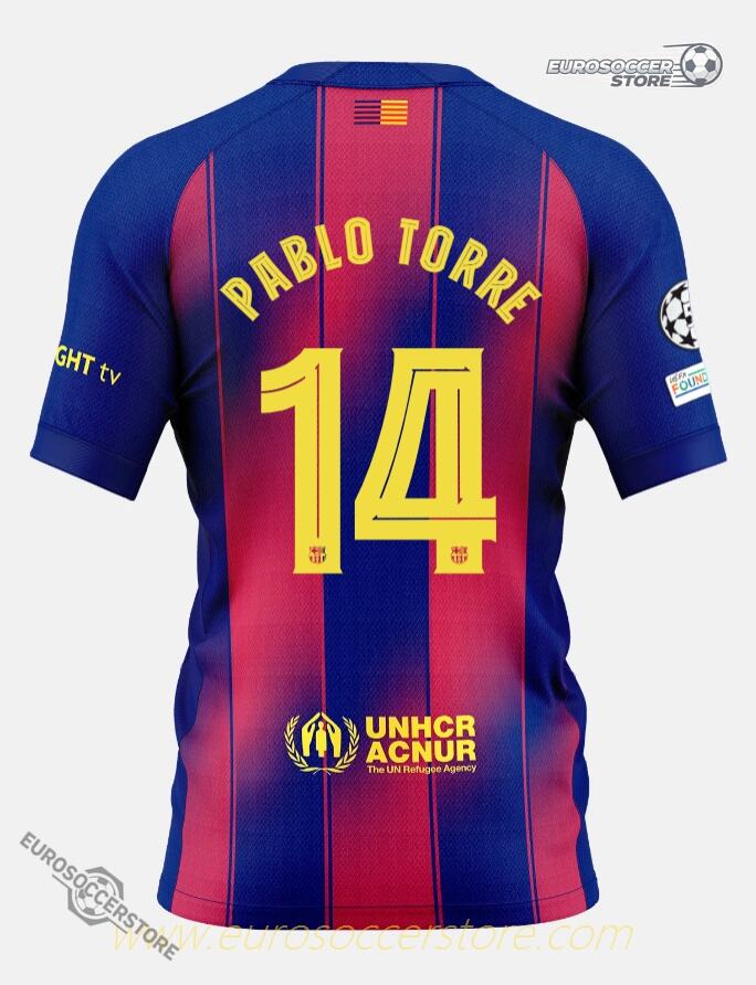 Barcelona 25-26 Champions League Home Jersey, PABLO TORRE #14