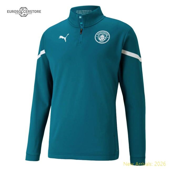 Premium 2021-2022 Man City Pre Match Half Zip Top (ocean Depths)