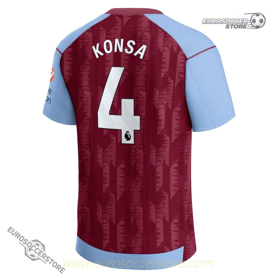 Aston Villa KONSA 4 Home Football Jersey for the 23-24 Season