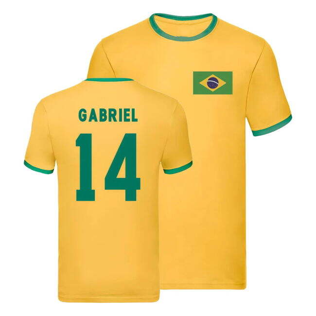 Team Brazil Ringer T-Shirt (Gabriel 14) Soccer Championship