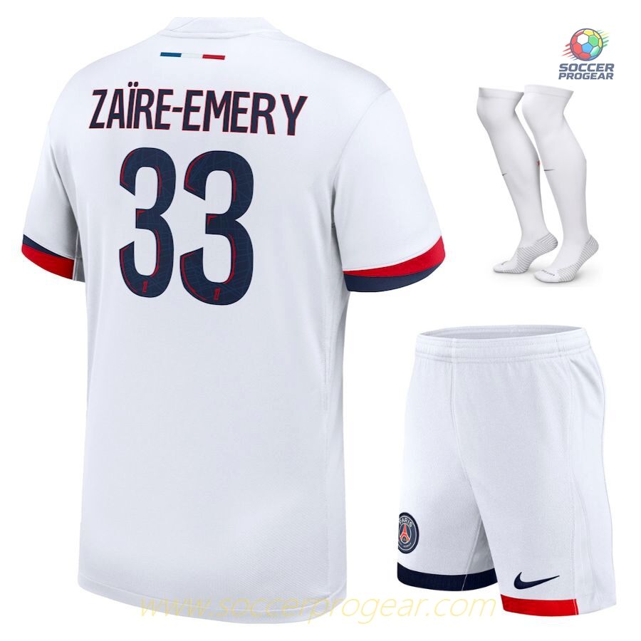 PSG Ligue 1 Uber Eats Away Children Football Kit Soccer Team Shirt 2024/25 Collection Zaire Emery