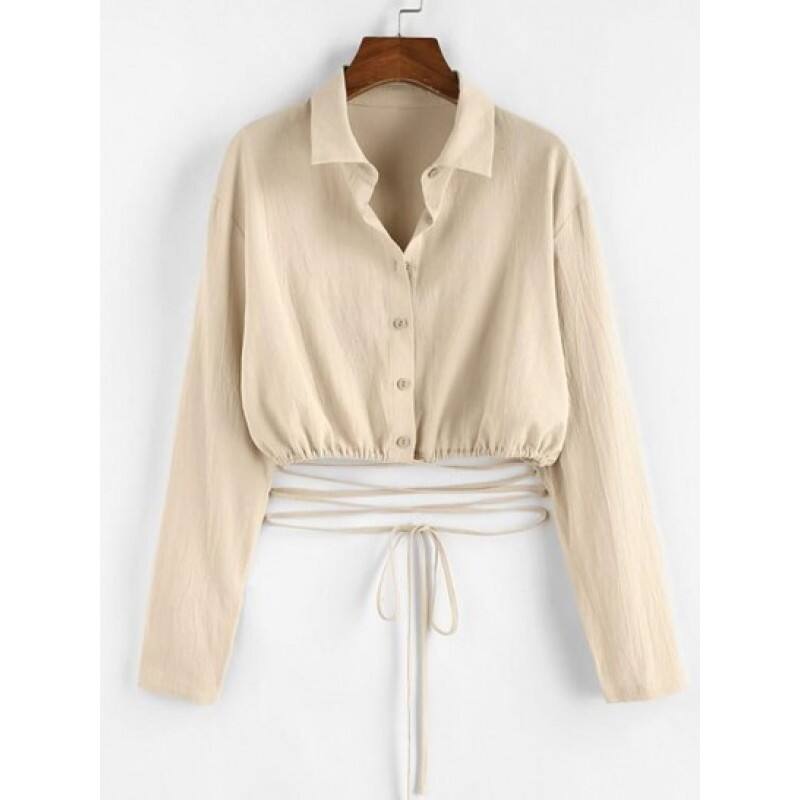 Drop Shoulder Midriff Flossing Crop Blouse YA3013