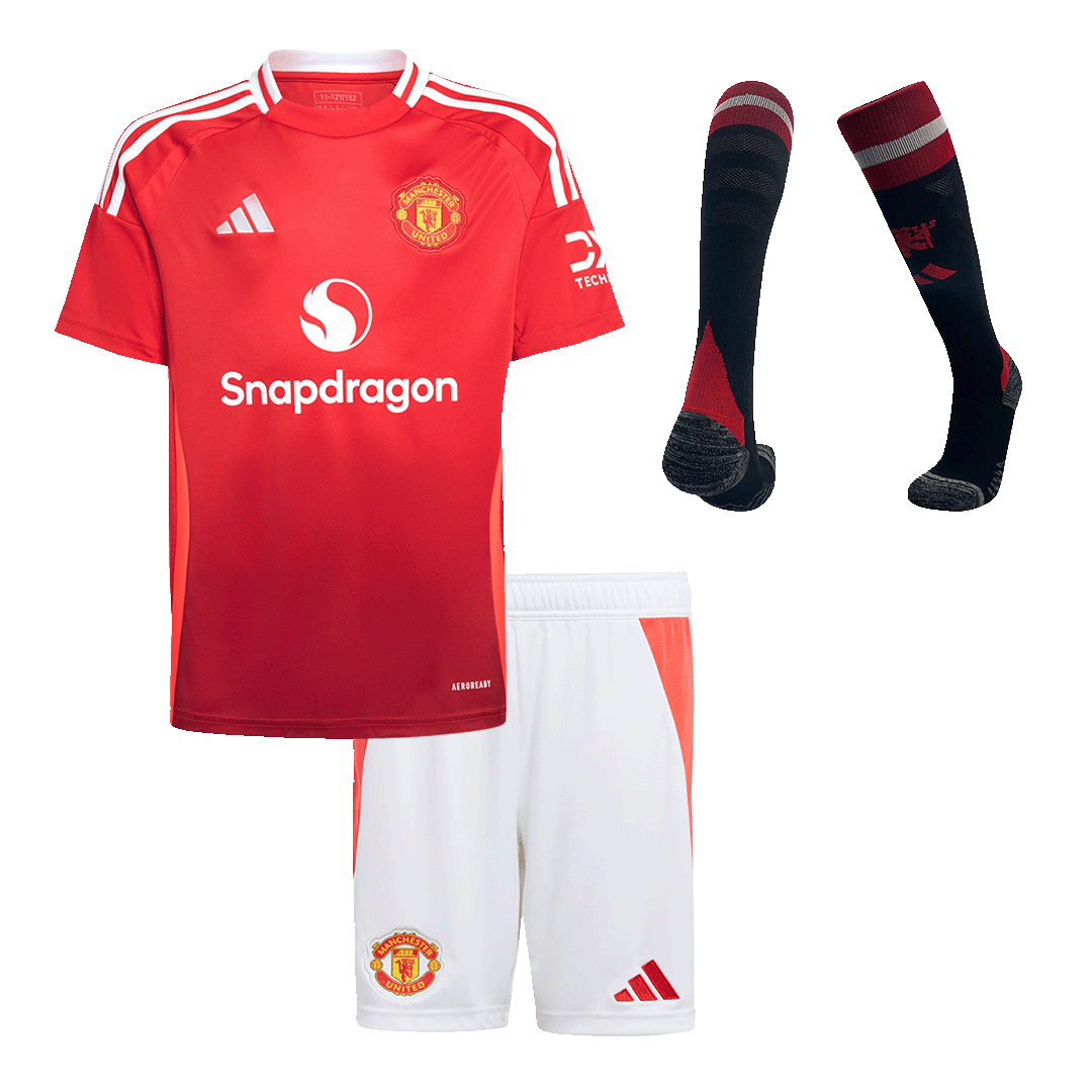 Manchester United Home Kids Soccer Jerseys Full Kit