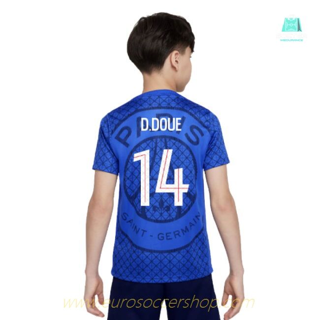 2025-2026 PSG Academy Pro Home Pre Match Shirt (Royal) - Kids (D.Doue 14)