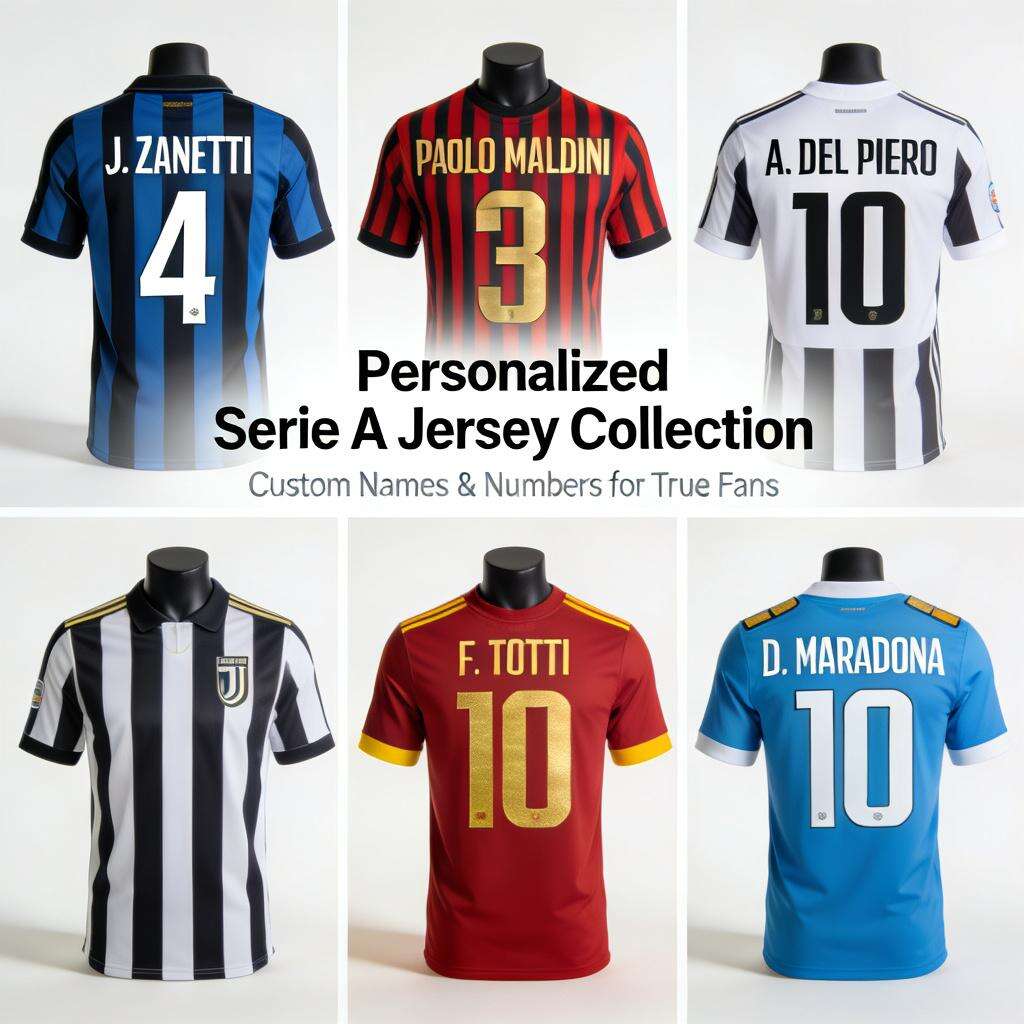 Personalized football jersey collection showcase: Serie A club customization options